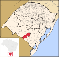 Locator map of Bagé in Rio Grande do Sul